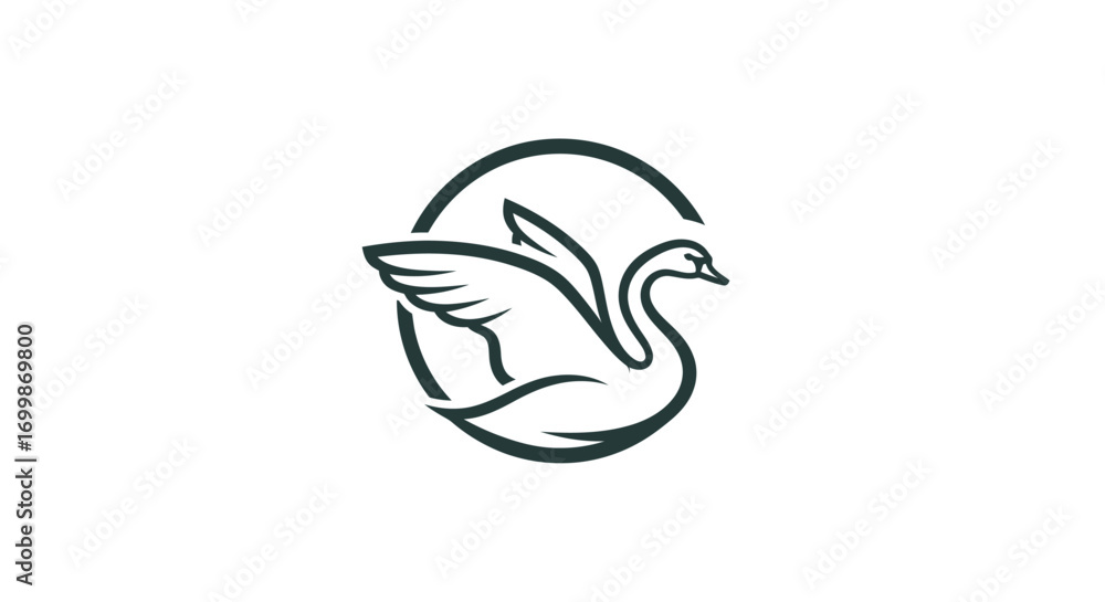 Fototapeta premium Elegant swan logo design within a circular frame.