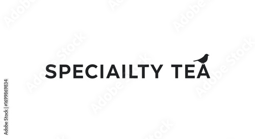 Specialty Tea Logo with Bird Icon on White Background.
