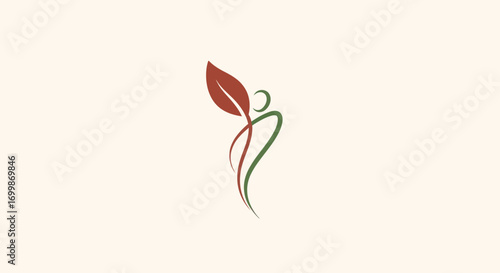 Stylized human figure with a leaf head representing nature and wellness.