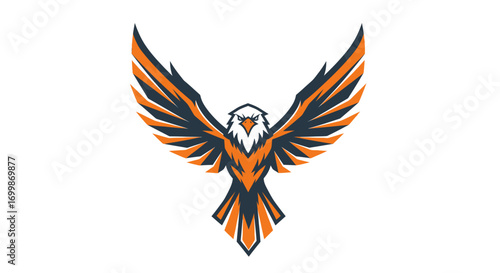 Majestic Eagle with Outstretched Wings in Dynamic Geometric Style.