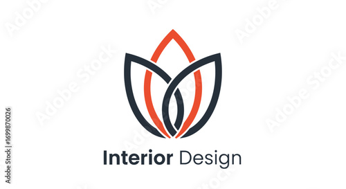 Elegant Interior Design Logo with Abstract Floral Motif.