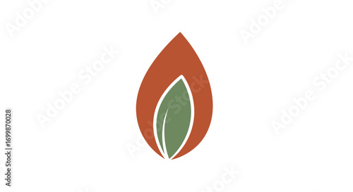 Stylized Flame with Leaf Icon Representing Natural Gas or Eco-Friendly Energy.