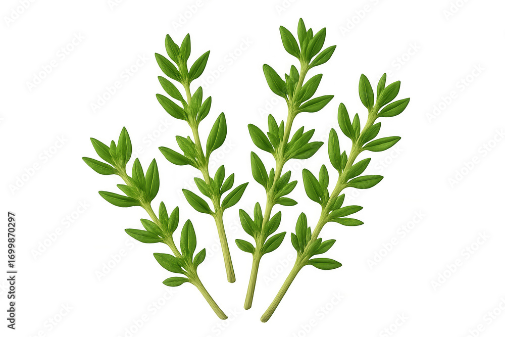 Naklejka premium Sprigs of fresh thyme, isolated on a transparent background, ready to add flavor to culinary creations