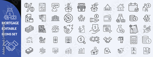 Loan and credit line icons. Editable stroke. For website marketing design, logo, app, template, ui, etc. big icon  Vector set design .
