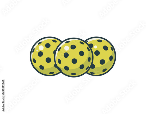 Collection of pickleball balls. Sports gear. Vector graphic illustration

