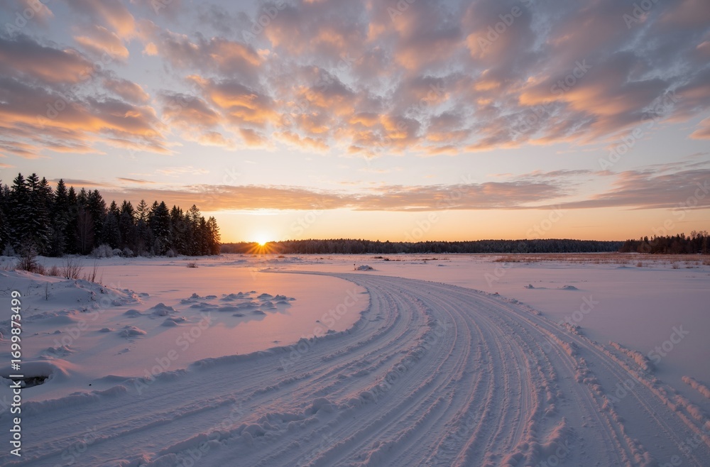 Fototapeta premium sunset in the snow