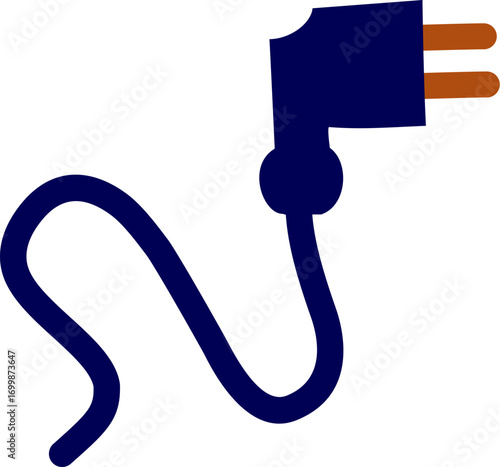 electric plug and cord isolated on white background. Wire plug icon. Vector illustration. Wire plug in flat design. electric cord icon vector