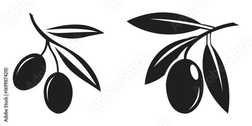 Vector illustration of olive silhouette set