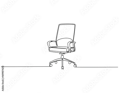 Office chair continuous line art. Executive armchair one line drawing. Office furniture concept vector illustration