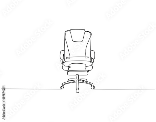 Office chair continuous line art. Executive armchair one line drawing. Office furniture concept vector illustration