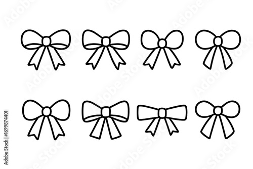 Elegant collection of neon bow designs on dark gradient background