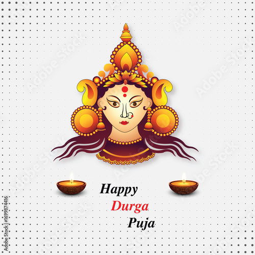 Happy Durga Puja Divine Goddess Illustration