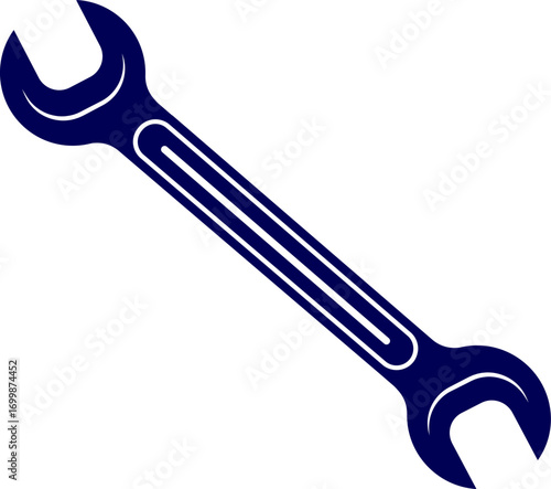 spanner silhouette vector isolated on white background. wrench silhouette shape. vector illustration of hand tool spanner. Mechanic Wrench silhouette vector. 