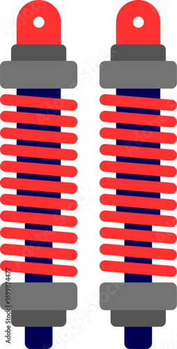 vector illustration of two shock absorbers. illustration of two automotive shock absorber. Two heavy duty shock absorbers with coil springs for automotive suspension systems. motorcycle shock absorber
