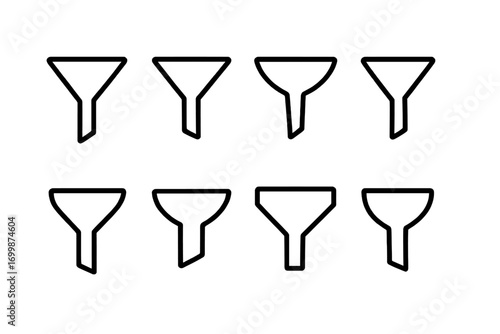 Glowing outline of funnel shapes on blurred abstract background