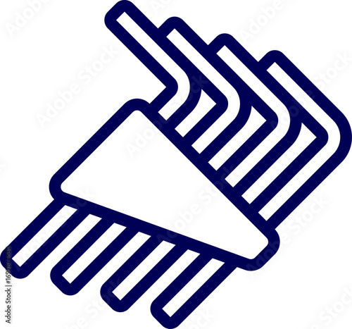 Allen wrenches or hex keys tools set vector illustration. Allen wrenches or hex keys icon, perfect for representing diy projects, furniture assembly, and repairs. Organized Allen Wrench Set. 