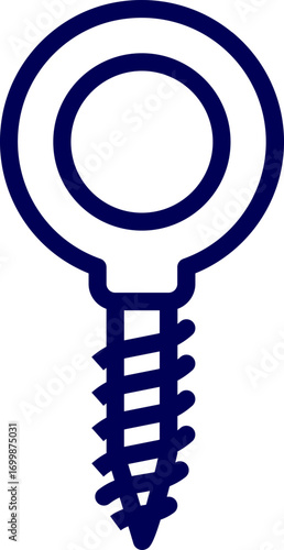 Vector of Eye lag bolt. Lag screw eye bolt. Plain eye bolt. Eye lag screw line icon. Machinery Eye Bolt. Eye screw bolt