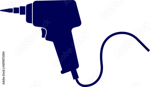 Heat gun silhouette vector isolated on white background. Detailed hot glue gun equipment tool device silhouette vector illustration