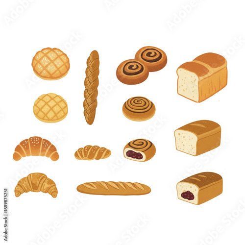 set of different kinds of bread