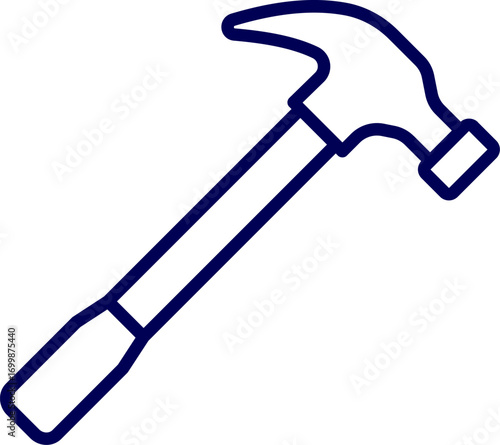 Hammer isolated on white. vector icon hammer tools for repair tool kit sign, flat design style. cartoon claw hammer