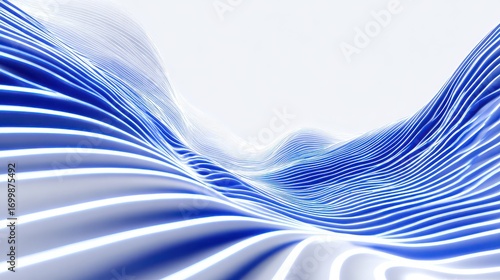 Abstract Waves Blue White Background