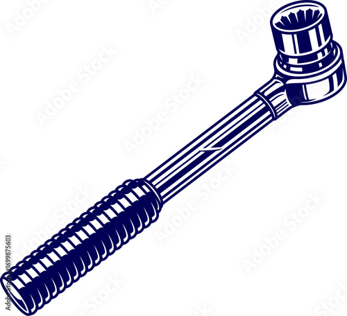 Vector of Ratchet wrench. Torque wrench icon illustration. Dynamic Ratchet Icon. ratchet wrench tools realistic style