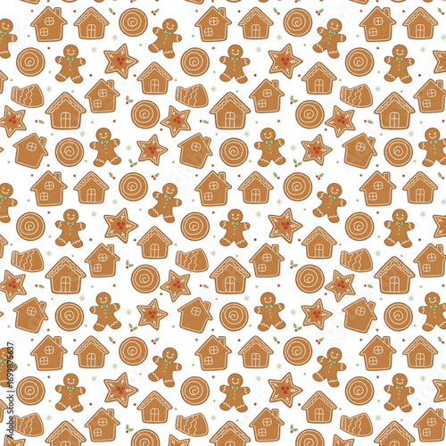 christmas gingerbread cookies seamless pattern