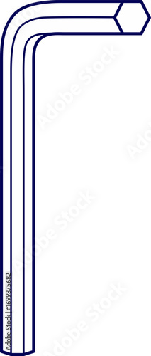Single hex key or Allen wrench icon. Hex key or Allen wrench outline vector illustration. Great for assembling furniture, mechanical repairs, and DIY projects. Line Tool allen key icon. 