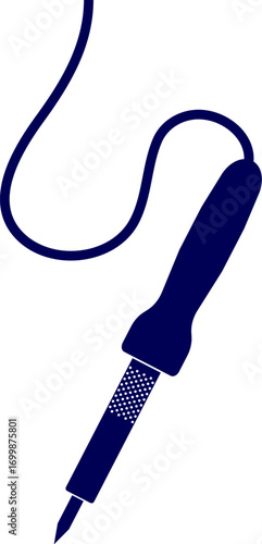 Electric soldering iron silhouette vector. A glyph style icon of a soldering iron tool. Solid Soldering iron outline image. 