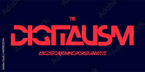 Futuristic tech logo font, cutout angular alphabet. Bold sci-fi typeface for digital headline, cyberpunk interface, gaming UI, modern HUD display, sport branding, VR visuals. Vector typography.