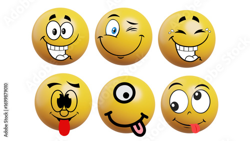 A set of happy and sad yellow smiley emotions cartoon vector icons with different facial expressions for your designs