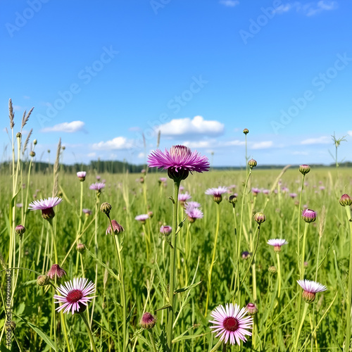 Greater knapweed wildflower bloom in Sece, Latvia