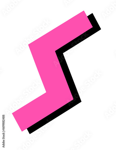 Pink zigzag with shadow on transparent background.