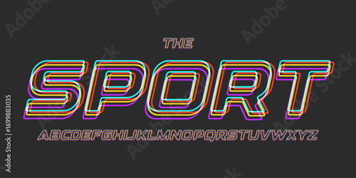 Abstract futuristic font, digital neon glow alphabet, thin techno typescript for AI interface, sci-fi logo headline, cyberpunk science technology branding, minimal hi-tech typography. Vector typeset.