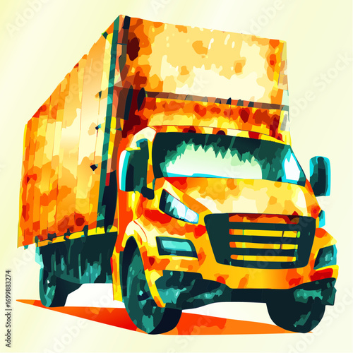 Colorful Cargo Truck Vector Illustration