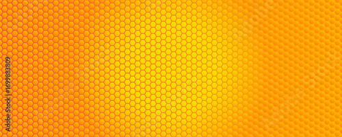 Honeycomb Hexagon Background With Yellow Orange Gradient, Beehive Texture For Honey, Bee, Food Branding, Nature And Packaging Design. Vector Illustration.