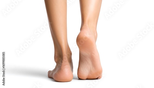 Close-up of bare feet walking