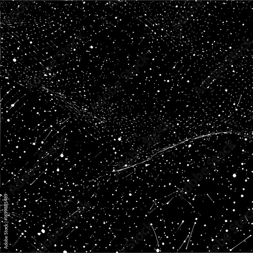 Abstract black background with scattered white dots and lines creating a dynamic texture effect visually