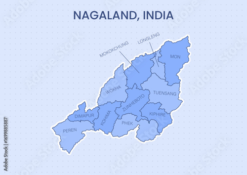 Nagaland India map vector illustration showing state boundary outline and geographic shape, suitable for education, travel, tourism, culture, posters, political maps, and infographic designs.