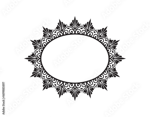 Oval-shaped borders featuring a monogram frame
