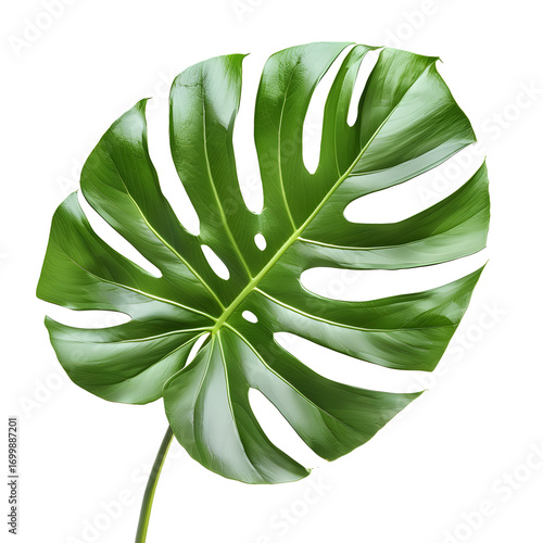 Elegant Monstera Leaf Cutout: Green Tropical Foliage