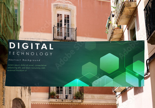 Outdoor hanging banner Ad Mockup 