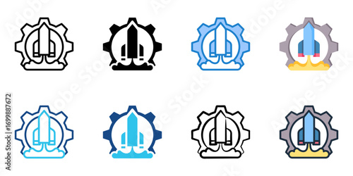 Aerospace Engineering icon set multiple style collection 
