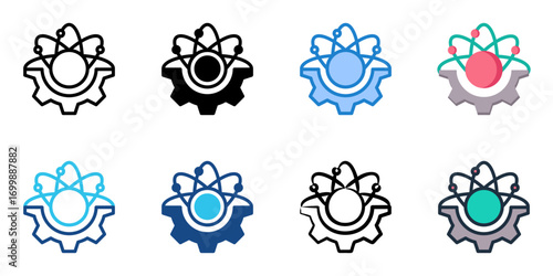 Biomedical Engineering icon set multiple style collection 
