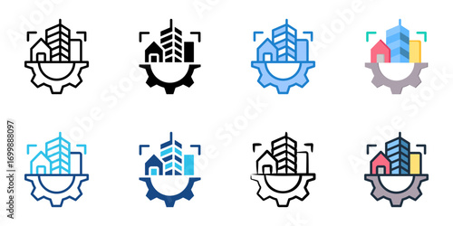 Civil Engineering icon set multiple style collection 
