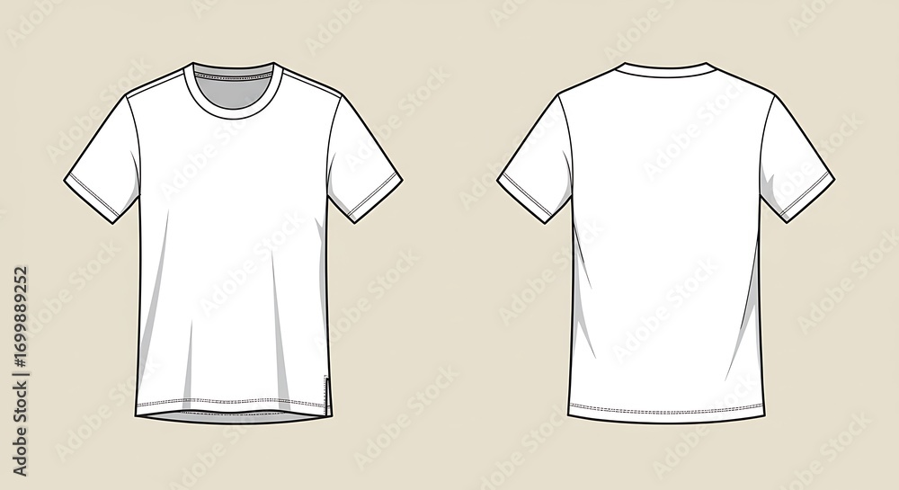 Naklejka premium Clean White T-Shirt Mockup: Front & Back Views
