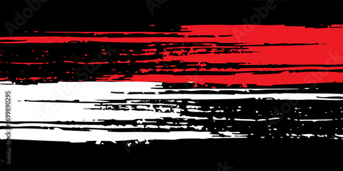 Car stickers with red and black white brush stroke pattern, abstract banner, sporty lines, red and black white color combination, brush stroke pattern, grunge design.