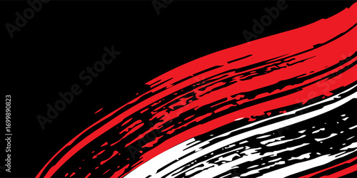 Car stickers with red and black white brush stroke pattern, abstract banner, sporty lines, red and black white color combination, brush stroke pattern, grunge design, Vector Illustration.