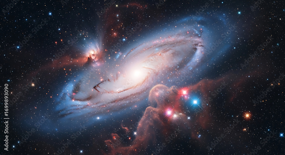 Fototapeta premium Spiral Galaxy in Deep Space with Nebulae and Stars image photo
