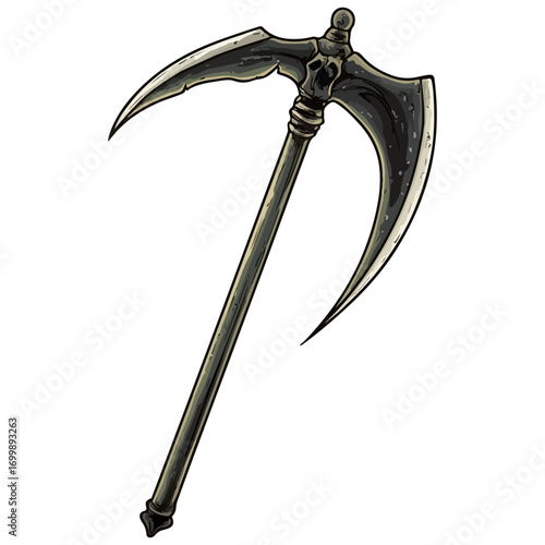 death's scythe, costume, halloween, festival, vector, transparent background, weapon, tool, isolated, sharp